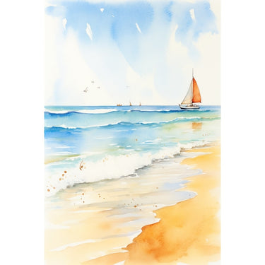 Watercolor Canvas of the Beach